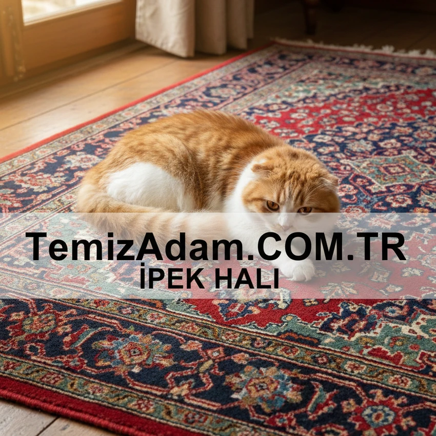 Hassas ve değerli gerçek ipek halı yıkama işlemi.